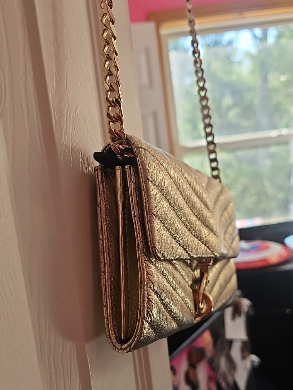 Rebecca Minkoff Metallic Gold Quilted Crossbody Bag - Picture 11 of 11